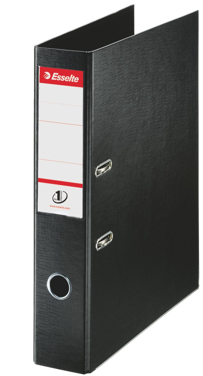 Esselte VIVIDA Foolscap 7.5 cm Spine No.1 Power Range Plastic Lever Arch File - Black (Pack of 10)