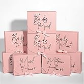 Marspark 8 Pack Pink Bridesmaid Proposal Gift Boxes with Ribbon 7.87 x 10.6 Inch Will You Be My Maid of Honor Bridesmaid Boxes for Wedding Bridal Shower Packaging Supplies Birthday Party Favors
