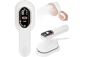 Handheld Steamer for Clothes, Wjiang Portable Mini Iron Travel Iron with LCD Screen, 90° Rotation Travel Garment Steamer Ironing Machine Clothes Iron Can Dry and Wet Ironing for Home Travel (White)