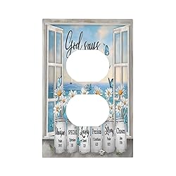 White Daisy Flowers in Vase 1 Gang Duplex Outlet