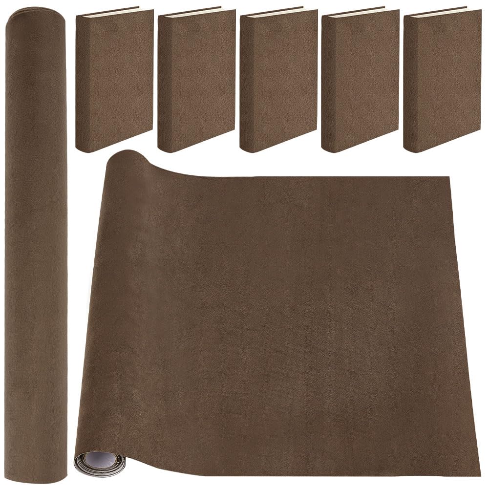 CRASPIRE 51 x 11.8inch Velvet Book Cloth for Book Binding Fabric Surface Paper Backed Bookcover Notebook Wraps Dark Coffee Book Covering Protector Bookbinding Supplies for Books Album DIY Scrapbooking