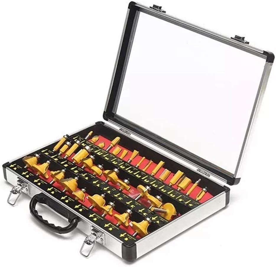 CHUNSHENN Drill Router Bit Set Tungsten Carbide Woodworking Cutter Rotary Tool 35pcs 1/4 Inch Drill Accessories Hand Tools