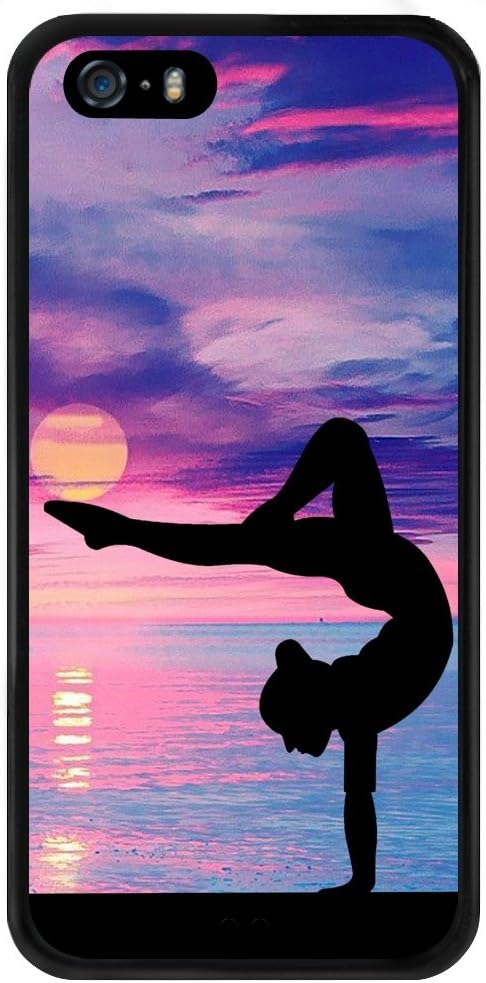 Case for iPhone 5s 5 SE Sunset Gymnastics Phone Case ，PC and TPU Black Protective Case