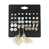 Spiritlele 20 Pairs Elephant Owl Stud Earrings Set