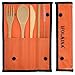 IFOLAINA Bamboo Flatware Set Utensils Reusable Travel Set Tableware Natural Wooden Dinnerware Camping Cutlery Knife Fork Spoon Straw with Cleaning Brush