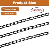 VIDETOL 15m 5mm 304 Stainless Steel Chain Heavy Duty Black Welded Link for view 2