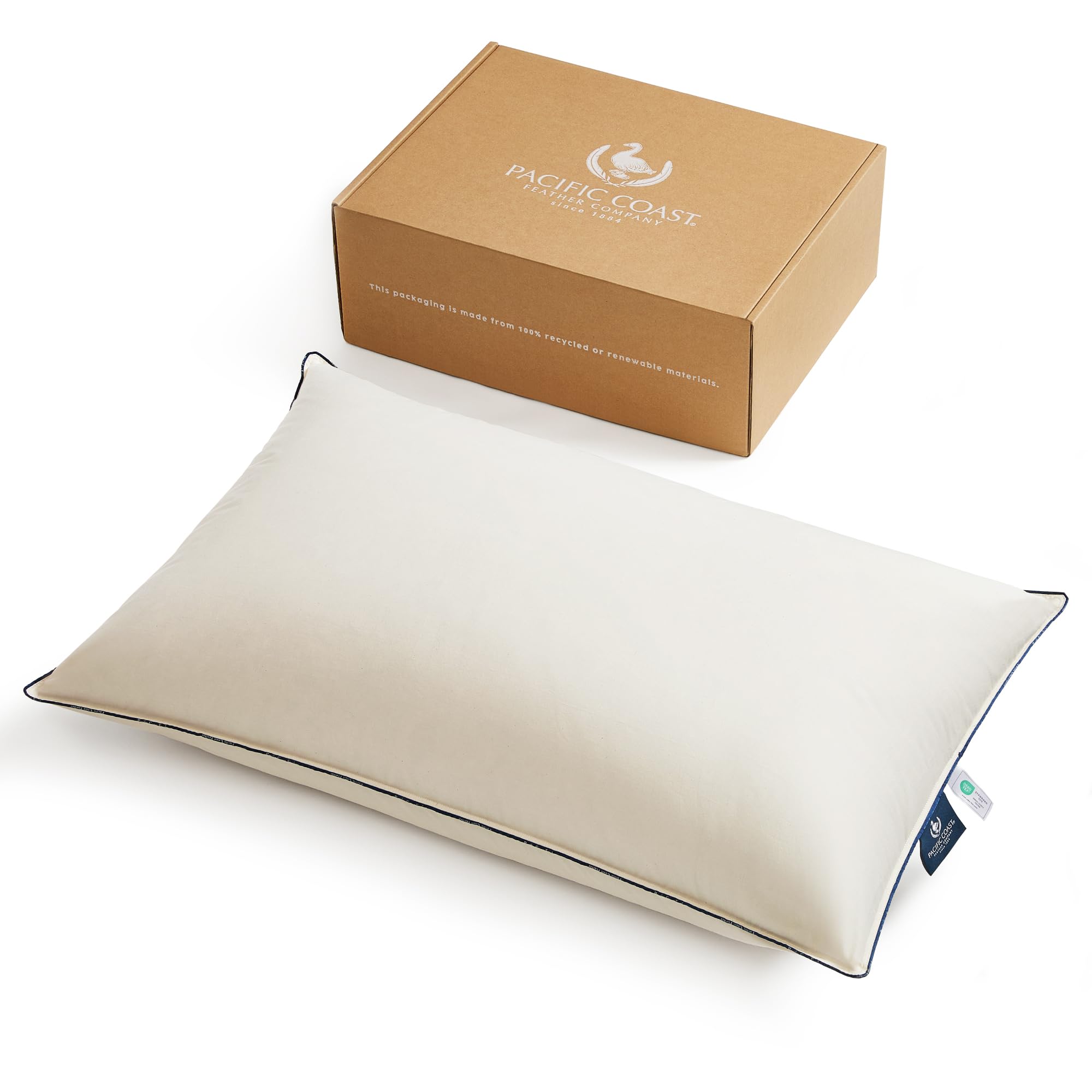 Photo 1 of Pacific Coast Down Pillow, Luxury Hotel Collection Bed Pillow for Sleeping, Standard Size of 1, 100% Organic Cotton Shell, 650 Fill Power, Soft Pillows, Suit for Stomach Sleepers