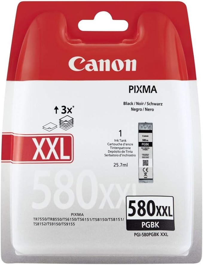 Cartouche Encre Canon PGI-580 XXL Noir - Originale - Haute Capacité - Pour PIXMA TS/TR Series - Écologique