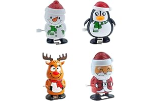4Pack Christmas Wind Up Toys,Funny Walking Jumping Santa Claus Toy Bulk for Party Favors,Christmas Party Favors Stocking Stuf