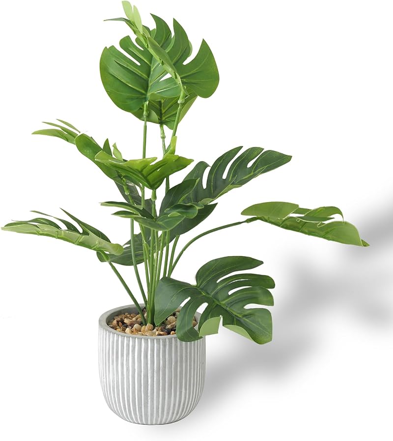 Leixi Artificial Plants Palm Tree in Pot 32cm Office Decor Greenery Leaves