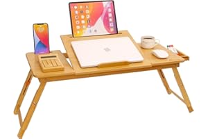 Lap Desk COIWAI Bed Table Desk Tray Desk for Bed for Laptop Writing Eating Laptop Desk with Tablet Slot, Adjustable Height Angle, Foldable Tray for Sofa Couch Floor, with Storage Drawer - Large