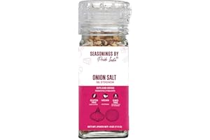 Pride of India Onion Salt 2.3 oz (65 gm) w/Convenient Grinder Cap | Healthy Warm Toasty Kitchen Staple | For Seasoning, Marin