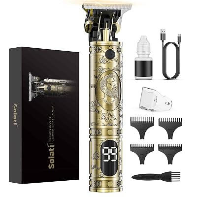 Solati Hair Clippers for Men Cordless Professional Beard Trimmers with LCD Display Electric Grooming Rechargeable Shaver Zero Gapped T/Blade Cutting Kit Gift for Women Men Children