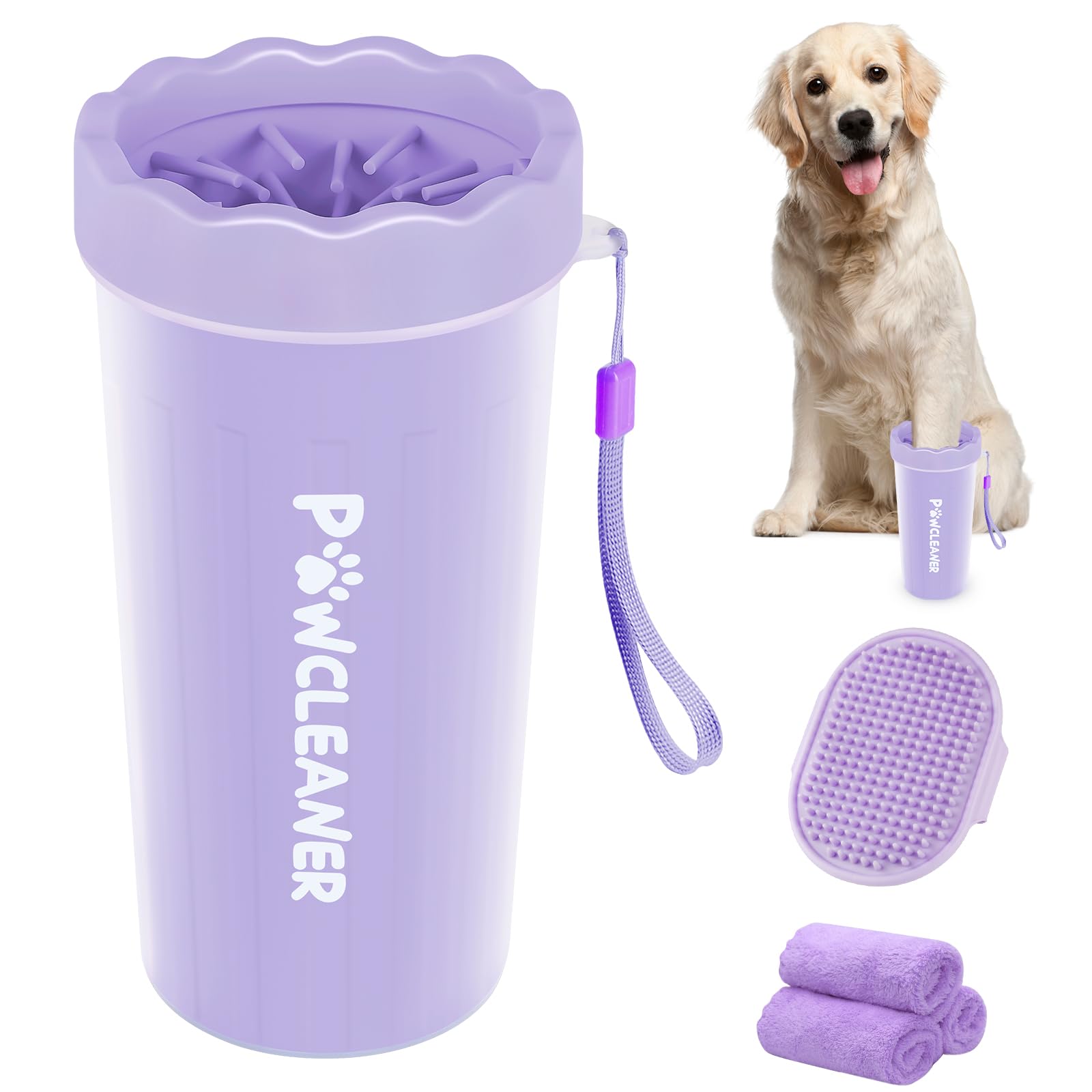 Photo 1 of Dog Paw Cleaner, Washer, Muddy Pet Foot Cleaner for Small Medium Large Breed Dogs/Cats (with 3 absorbent towel) (Purple, Large)