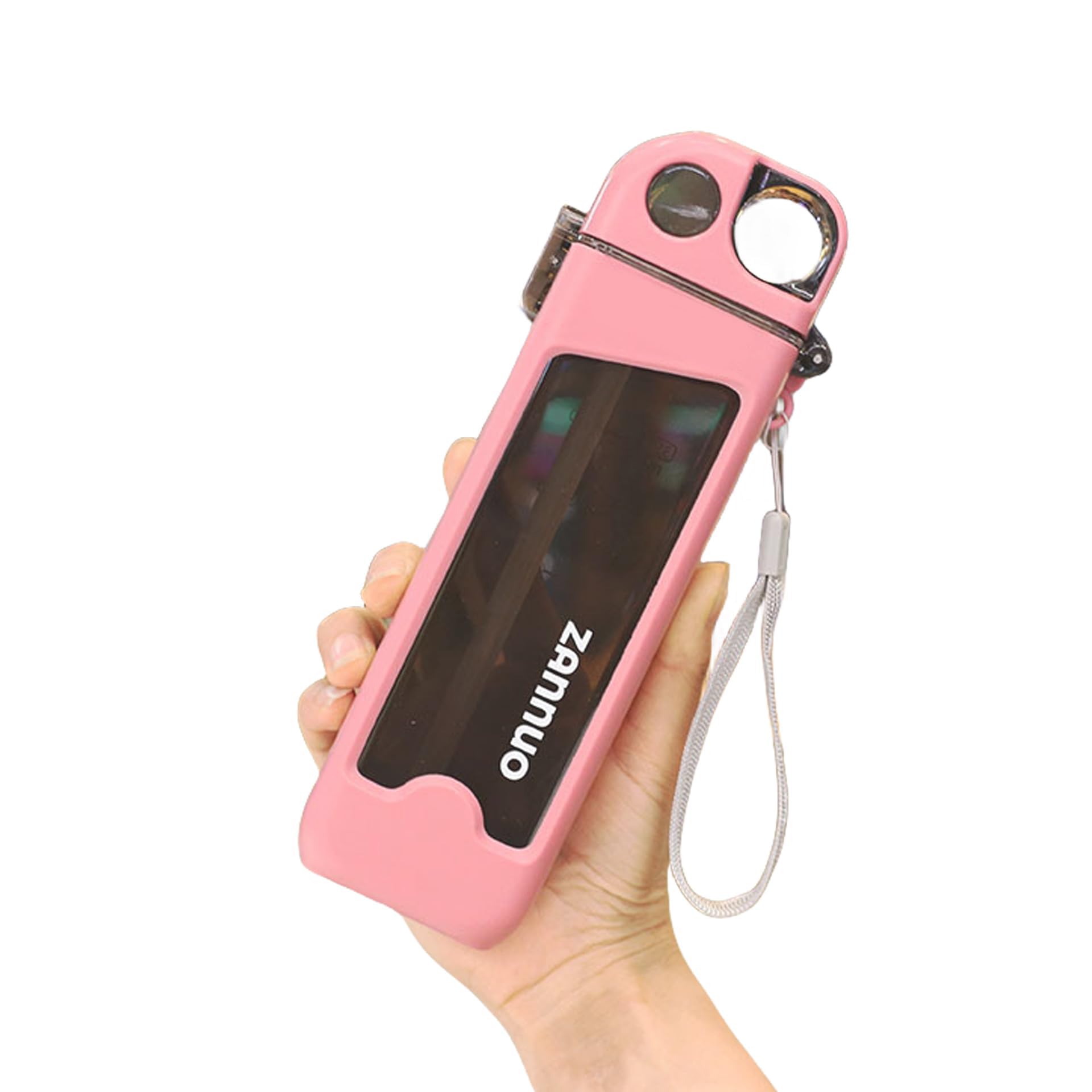 ANMEISH Sports Water Bottle 350ML,Leakproof Square Water Bottles with Straw, BPA Free Plastic Portable Drinks Bottle, Sturdy and Durable Flat Water Bottle for Sports, Fitness, Gym, Cycling (Pink)