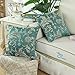 CaliTime Pack of 2 Throw Pillow Covers Cases for Couch Sofa Home Decor Vintage Floral Leaves 18 X 18 Inches Teal