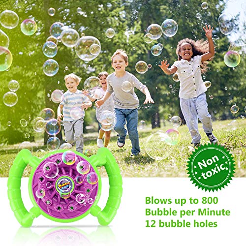 Vimpro Bubble Machine for Kids, Bubble Blower with Handle, 1 Bubbles Solution&Screwdriver Automatic Bubble Toys Small Bubble Maker for Birthday Party Wedding Gift 800 Bubbles per Minute