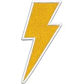 Lightning Bolt Iron-On Patch &ndash; Electric Thunder Embroidered Patch for Jackets, Backpacks, Hats &ndash; Rock Punk Style Applique DIY Clothing Accessory, Flash Symbol Patch (Yellow)