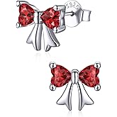 ChicSilver Sterling Silver Bow Earrings for Women Hypoallergenic Cute Earrings Sterling Silver Birthstone Earring with Gift Box