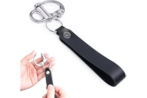 RiaYer Quick Release Snap Shackle - 316 Stainless Steel with Leather Handle for Keychain, Lanyard & Boat Gear