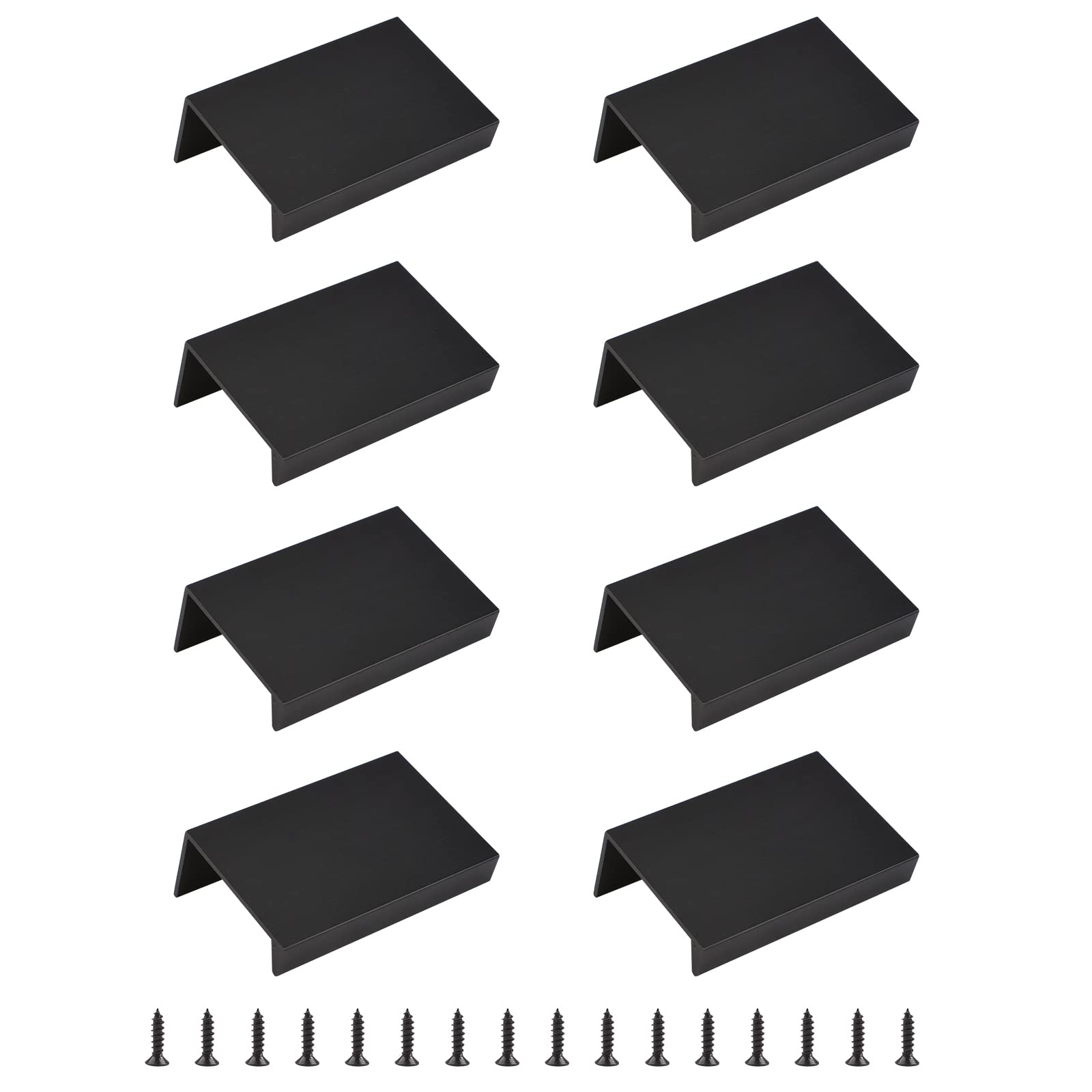 MOROBOR Black Mini Finger Edge Pull, 8pcs Concealed Handle Modern Style Drawer Handle, Right Angle Aluminum Alloy Invisible Wardrobe Knobs for Cabinet Hardware Drawer/50mm — image 1