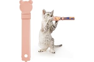 OKAMMY Cat Treat Squeeze Spoon Dispenser - Multifunctional Lickable Wet Cat Treat Dispenser for Liquid Snack Feeding, Food Storage and Easy Hanging (pink)