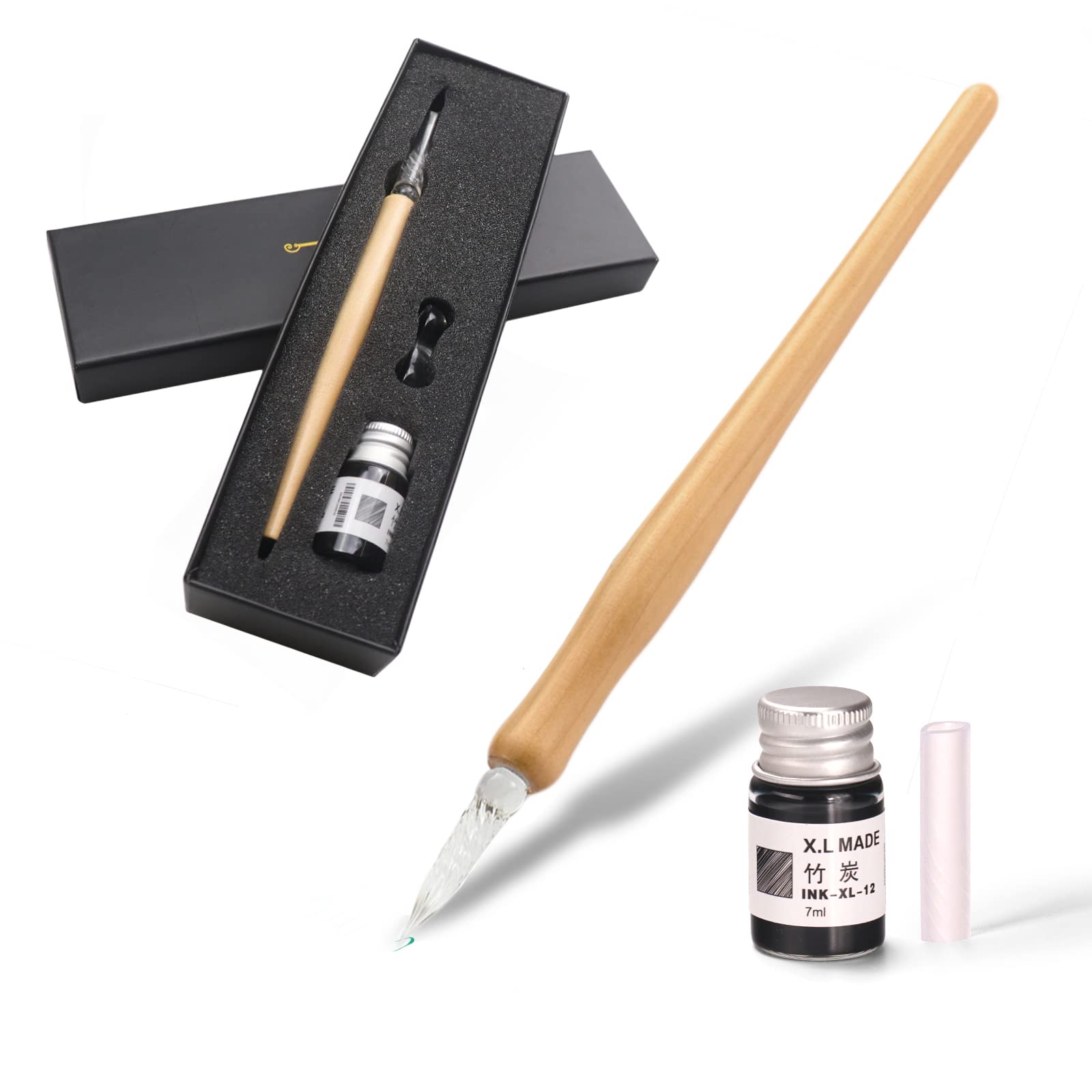 Glass Dip Pen Set,Calligraphy Pen,Crystal Signature Pen for Art, Writing, Signatures -Decoration and Business Gift
