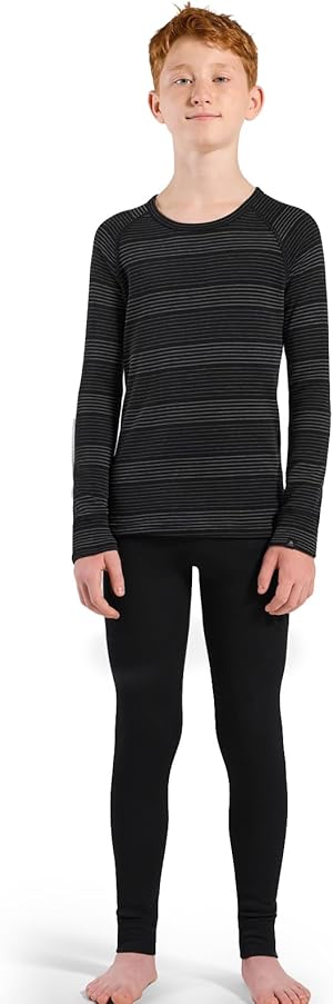 Odlo Thermounterwäsche Kinder Active Warm I Winterleggings und Langarm Thermoshirt Mädchen Jungen I Warmes Skiunterwäsche Set Thermounterwäsche Set I Kinder