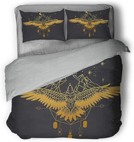 Amazon Com Luoiaax Native American Extra Large Quilt Cover Soaring Eagle Starry Night Over Mountains Tattoo Style Can Be Used As A Quilt Cover Lightweight Queen Charcoal Grey And Pale Coffee Home Kitchen