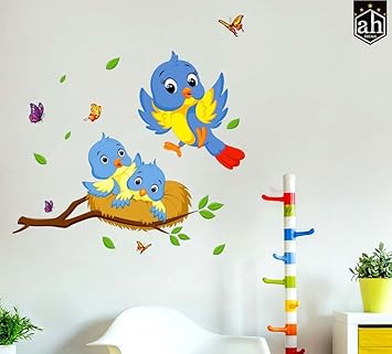 Buy Ah Decals Animated Wall Decor Beautiful Cute Birds Wall Sticker Pvc Vinyl Size 60 Cm Width X 45 Cm Height Online At Low Prices In India Amazon In