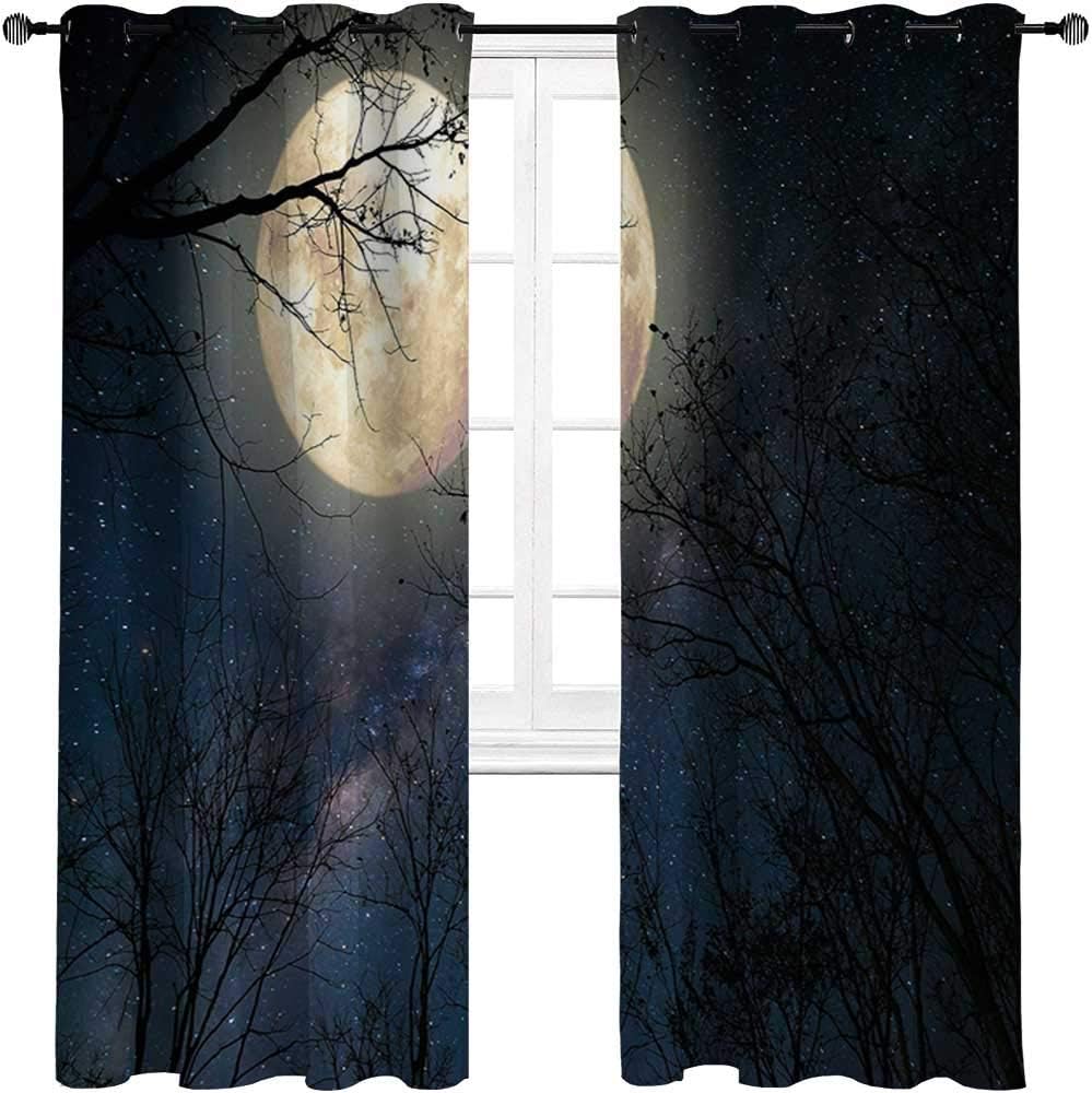 Czrouz Night Sky Blackout Curtains For Girls Boy Home Decor, Dark Blue Cosmic Nebula Sparkly Stars Grommet Thermal Insulated Drapes Darkening Window Curtain For Bedroom Living Room, 72 X 63 Inch