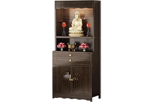 HEXEH Buddha Altar Shelf Buddha Niche Chinese Cabinet Pedestal Offering Table Home Bodhisattva Guanyin God of Wealth Cabinet Display Pedestal Offering Table Chinese Style Shrine (Color : B)