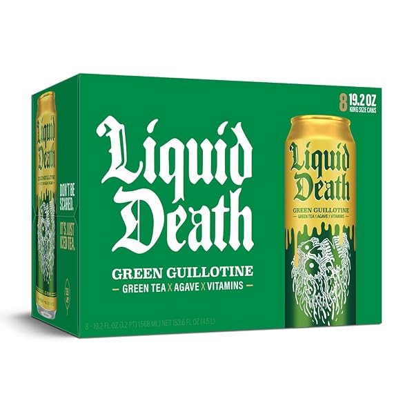 LIQUID DEATH, GREEN GUILLOTINE ICED TEA, 8-PACK (19.2OZ CANS), GREEN TEA, LOW CALORIE, NO ARTIFICIAL SWEETENERS, B12 & B6 VITAMINS