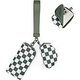 AMZFROG Checkered Dual Pouch Wristlet Wallets for Women Fits Phone Small Travel Zip Around Wallet with Coin Purse