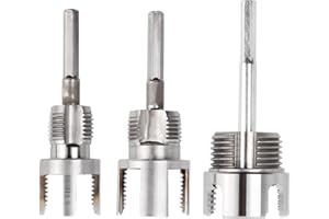 Eyech 3Pcs PVC Pipe Threader Kit 1/2" 3/4" 1" NPT, Integrated Internal & External Pipe Threading Cutting Tool, Dual-Function Electric Drill Compatible PVC Pipe Threader Kit