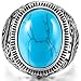 INBLUE Men's Stainless Steel Ring Simulated Turquoise Silver Tone Blue