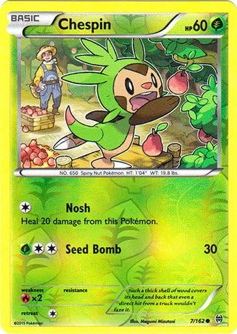 pic Chespin Pokemon Card pokemon chespin 7 162 xy breakthrough reverse holo