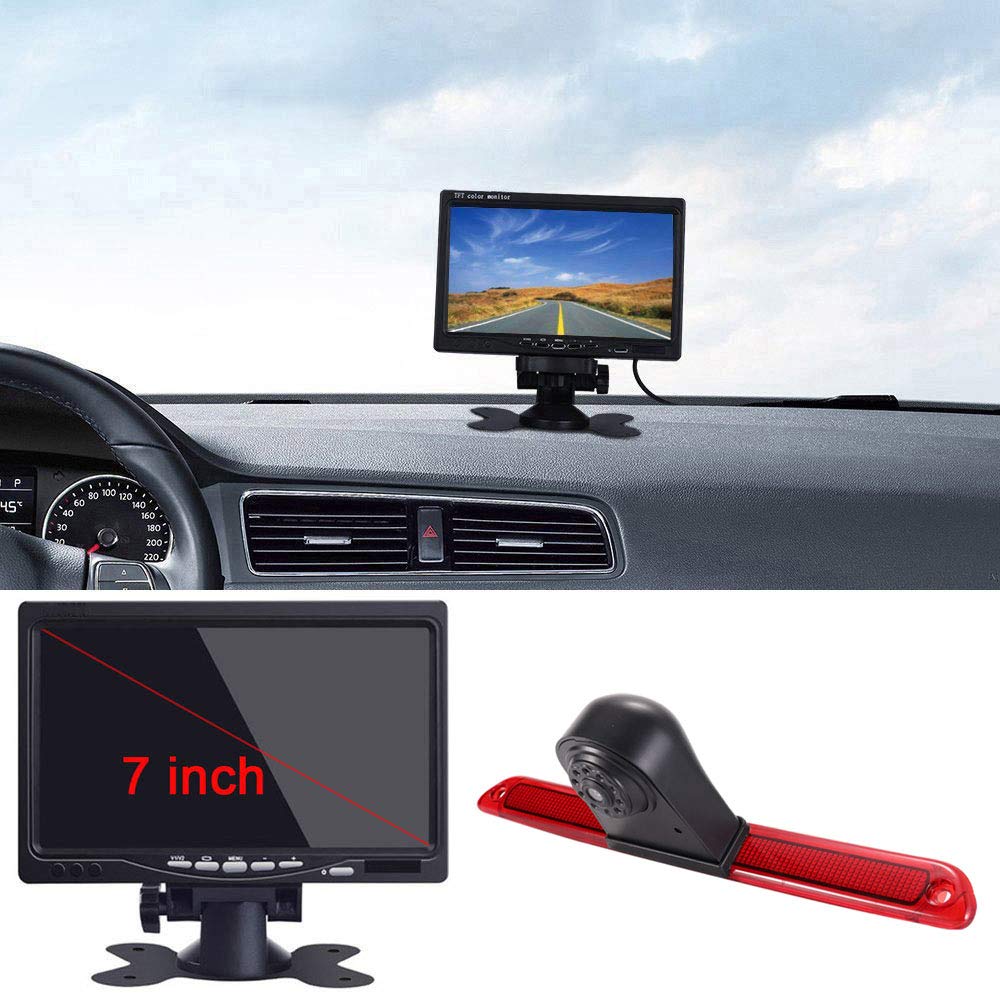 〔12mm Lens CMOS Camera + 7'' TFT LCD Monitor〕Car HD waterproof 3rd Brake Light Reverse Camera Kit for Van Roof camera Mercedes Benz Sprinter W906/Volkswagen VW Crafter Caravelle 2007-2015