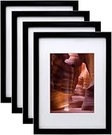 EGOFINE 12x9 Black Wood Photo Frames Set of 4 with Acrylic Glass
