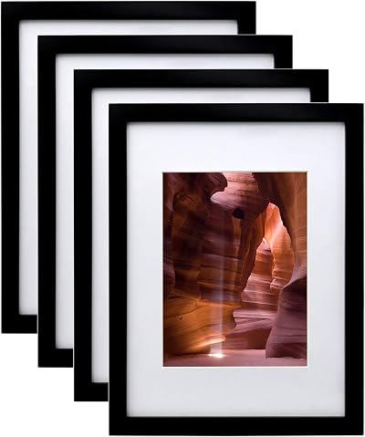 EGOFINE 12x9 Black Wood Photo Frames Set of 4 with Acrylic Glass