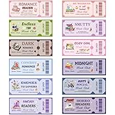 120 Pcs Book Club Ticket Bookmark Funny Club Ticket Bookish Gifts - Cowboy Romance Reading Tracker, Dark Horror Anti Social Fantasy Themed Library Party Supplies for Women Men Book Lover Readers