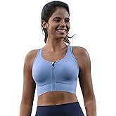 Cordaw Front Zipper Racerback Sports Bra for Women, High Impact & Molded Cups, Supportive for Running Gym