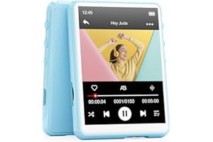 MECHEN 64GB MP3 Player Bluetooth 5.3 with 2.4" Full Touch Screen，Portable Digital Music Player with Speaker，FM Radio, Line Recording, HiFi Lossless Sound, Support up to 128GB. (Light Blue)