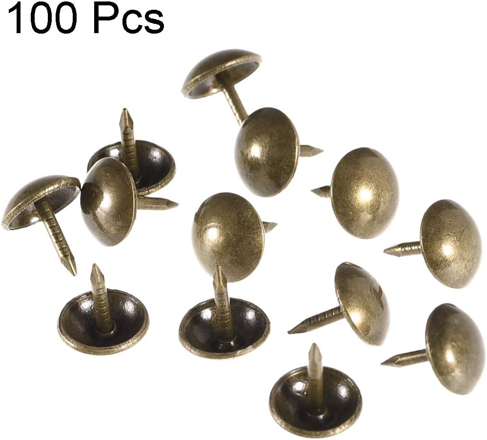 sourcing map Upholstery Nails Tacks 9mm Dia 10mm Height Retro Round Thumb Push Pins Bronze Tone for Furniture Sofa Headboards 100 Pcs - Image 3