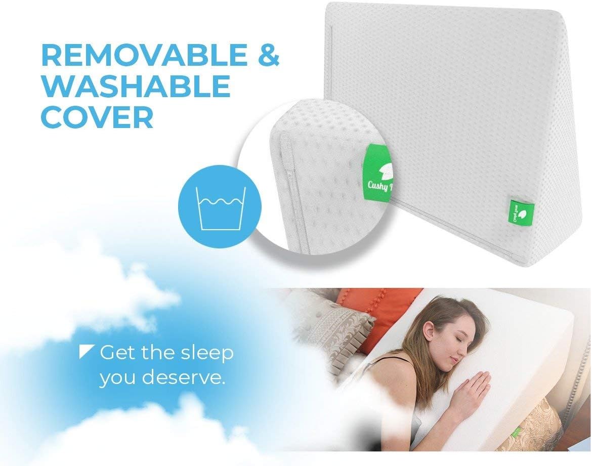 Wedge Pillow for Sleeping - 7.5 Inch Memory Foam Bed Wedge for Sleeping, Reading, Post Surgery & Leg Elevation - Triangle Pillow with Washable Cover 26x25x7.5 inch: Home & Kitchen