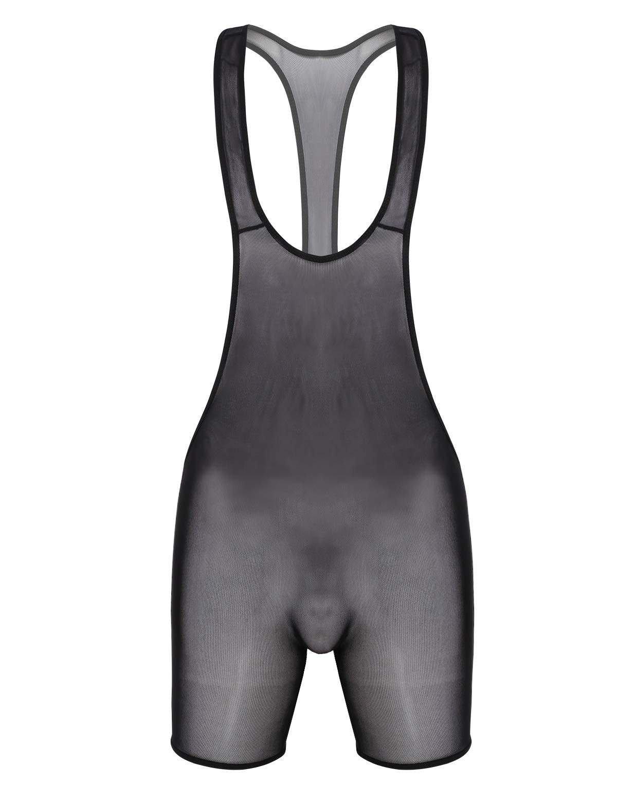 iiniim Men's See Through Wrestling Singlet One-Piece Racer Back Slim Fit Bodysuit Lingerie Black XX-Large