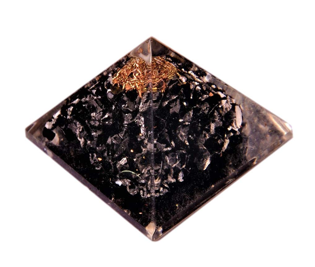 Purpledip Black Tourmaline Orgone Pyramid: Good Luck Healing Charm, Divine Spiritual Crystal Stone (11345)