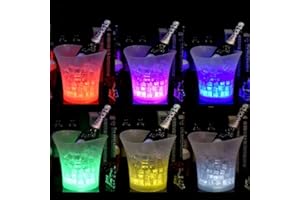 Smad Ice Bucket with LED, 5L Portable Champagne Bucket, Clear Wine Bucket with 7 Light Color Auto Changing for Home, Parties,