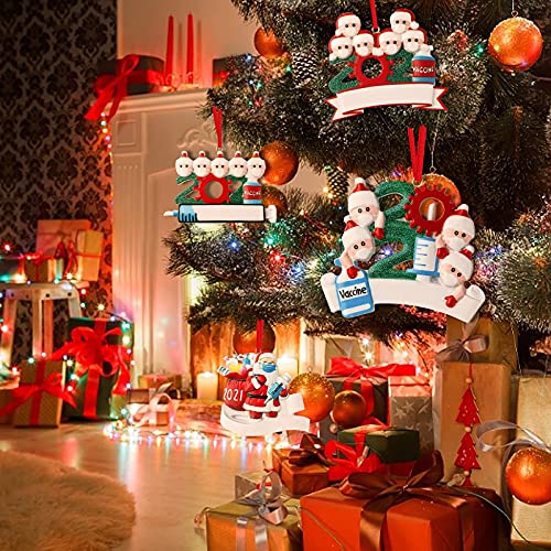 4 Pack 2021 Christmas Ornaments, 3D Resin DIY Personalized Ornaments Santa Claus Christmas Tree Hanging Pendant Decor Party Holiday Decorations Gift for Friends Family