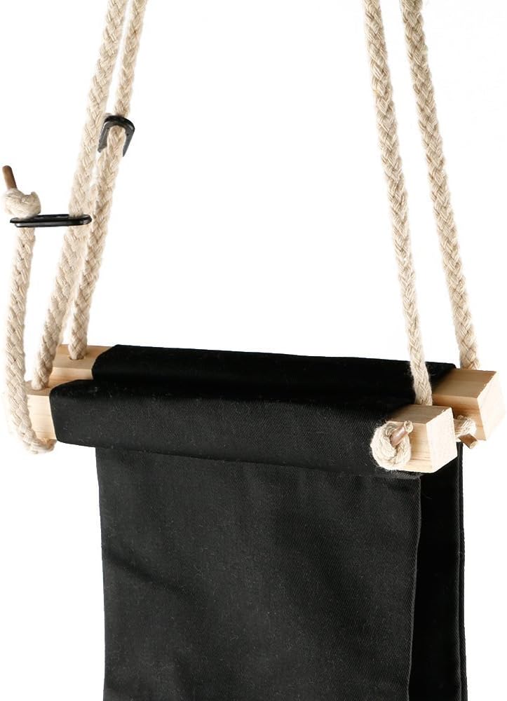 Auoinge Canvas Foot Rest Hammock, Adjustable Mini Foot Rest Stand Under Desk for Home and Office, Black, 25.8 x 6.1 inches - Image 4